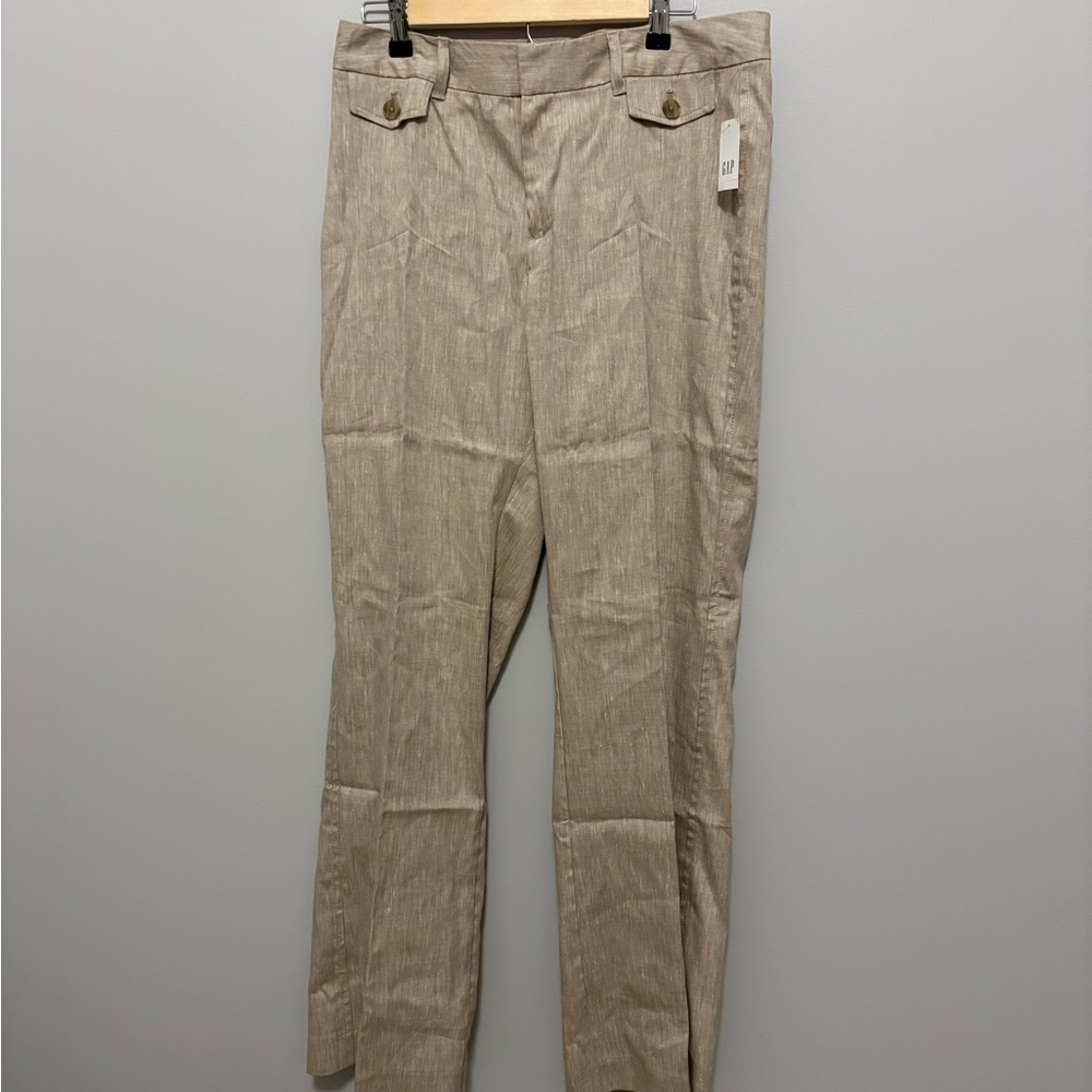 Gap Tan Linen Blend High Rise Baby Boot Pants